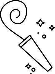 Black Linear Style Whistle Icon Or Symbol.