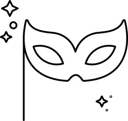 Black Linear Style Party Mask Icon.