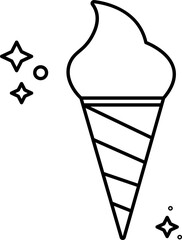 Isolated Ice Cream Cone Stroke Icon.