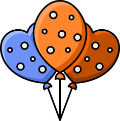 Isolated Colorful Bunch Of Balloon Icon In Flat Style.