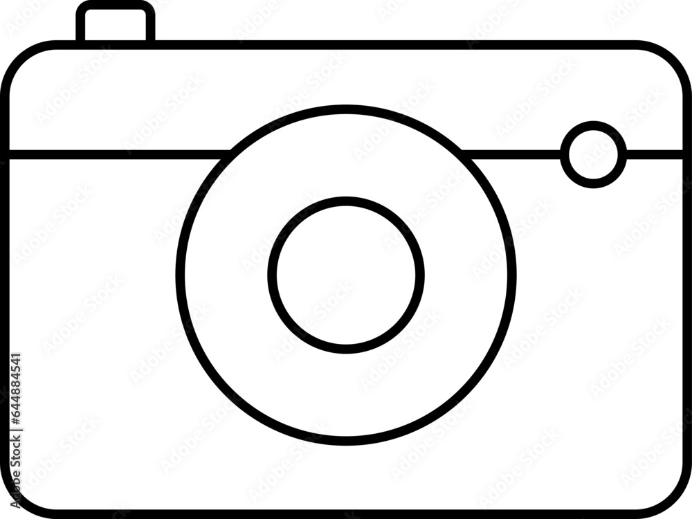 Poster Black Linear Style Instant Camera Icon.