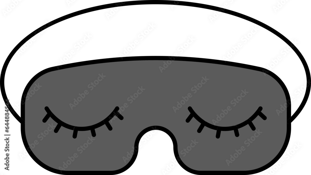 Sticker sleeping eye mask flat icon in grey color.