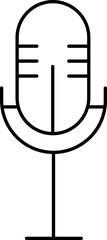 Black Stroke Illustration Of Microphone Icon.