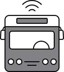 Grey And White Wifi Bus Icon Or Symbol.