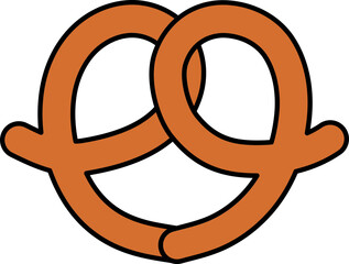 Flat Illustration Of Orange Pretzel Icon.