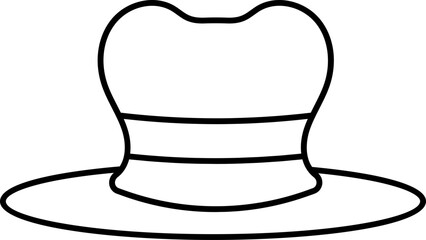 Black Outline Illustration Of Panama Hat Icon.