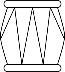 Isolated Indian Drum Icon In Black Outline.