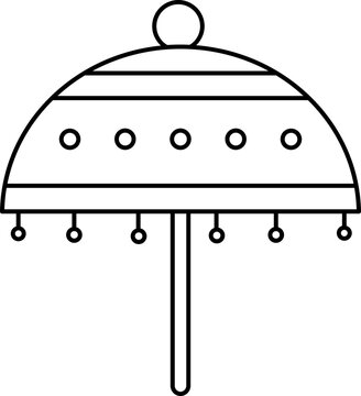 Isolated Traditional Umbrella Icon In Black Outline.