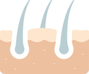 Hair Follicle Internal Structure Icon In Peach And Grey Color.