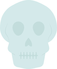 Grey Human Skull Icon In Flat Style.