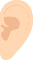 Illustration Of Human Ear Icon In Flat Style.
