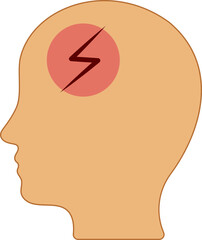 Illustration of Headache Icon In Peach And Red Color.