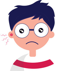 Obraz premium Illustration Of Boy Suffering Earache Or Ear Pain Icon.