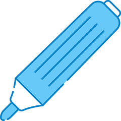 Marker Pen Icon In Blue And White Color.