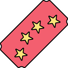 Flat Ticket Icon In Red And Yellow Color.