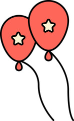 Illustration Of Star Symbol balloons Icon In Red And Yellow Color.