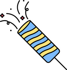 Burst Party Popper Stick Blue And Yellow Icon.