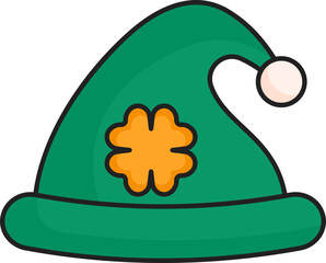 Clover Leaf Beanie Hat Icon in Green And Orange Color.