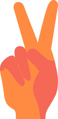 Isolated Orange Hand Peace Symbol Hand Stroke Icon.