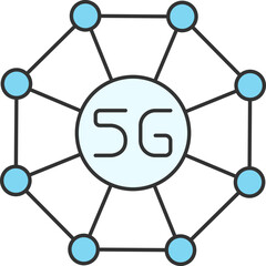 5G Connectivity Or Networking Flat Icon In Blue Color.