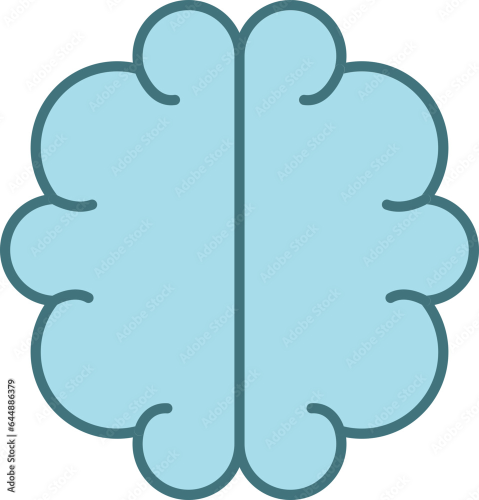 Wall mural flat style brain icon or symbol in blue color.