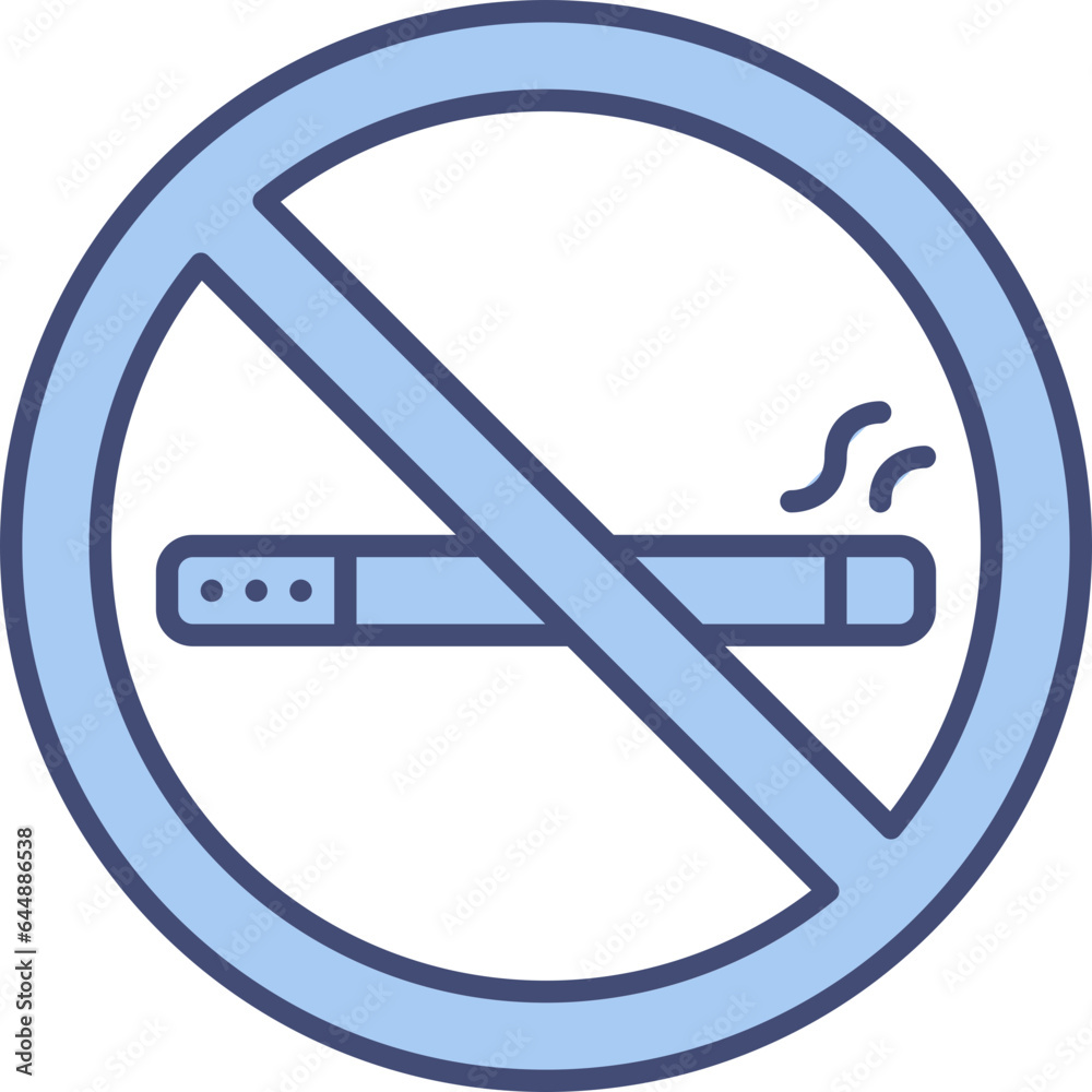 Sticker no smoking icon in blue color.