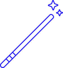 Magic Wand Icon In Blue Thin Line Art.