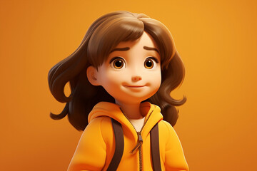 Young woman girl cute illustration female isolated character lady cartoon person