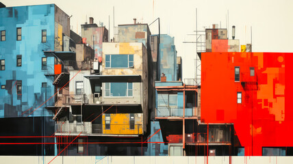 Naklejka premium Buntes Bild einer Stadt. Generiert mit KI