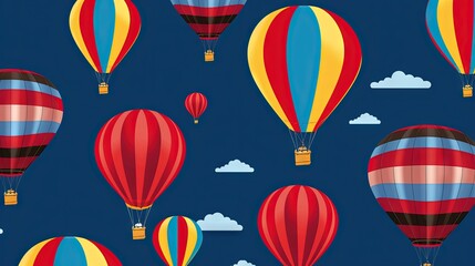  a group of hot air balloons flying in the sky with clouds.  generative ai