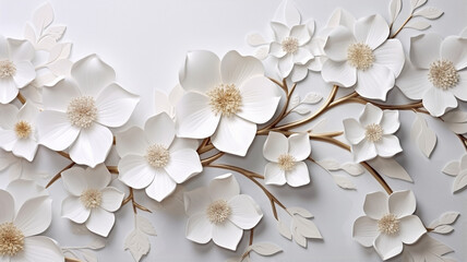 white flowers on a white background
