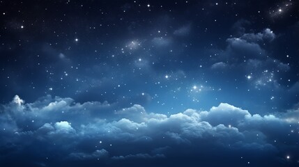 Naklejka na ściany i meble Photo of a breathtaking night sky filled with twinkling stars and drifting clouds