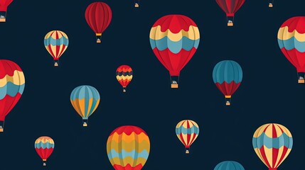  a bunch of hot air balloons flying in the sky with a dark background.  generative ai