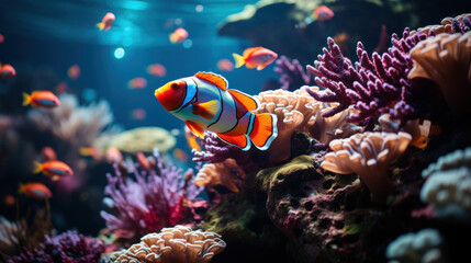 Clown fish on coral reef