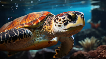 Fototapeta premium turtle in coral reef underwater