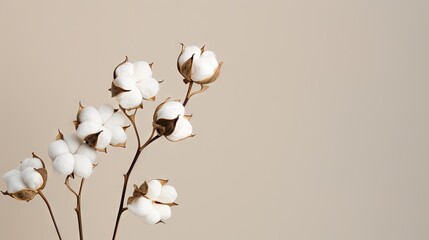  a close up of a cotton plant with a beige background.  generative ai
