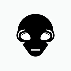 Head Alien Icon. Futuristic Theme. Sci-Fi Movie Genre Symbol. Entertainment Label Sign. Extraterrestial Logo - Vector.