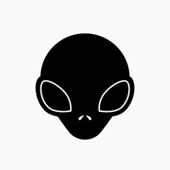 Head Alien Icon. Futuristic Theme. Sci-Fi Movie Genre Symbol. Entertainment Label Sign. Extraterrestial Logo - Vector.
