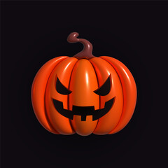 Pumpkin inflatable. Orange pumpkin with smile for your design for the holiday Halloween. Jack o Lantern. Realistic inflated 3D Pumpkin icon with the plasticine effect. Vector illustration