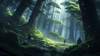 Anime Forest, Mysterious of Shadows and Hidden Creatures.