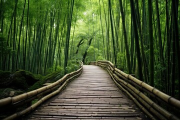 Fototapeta premium Nature bamboo path. Japan forest art