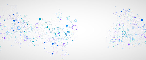 Geometric abstract background with connected line and dots. Futuristic digital background for science and technology.