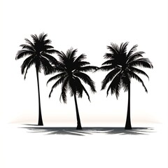 Silhouette of Three Palm Trees - Vector Shadow Art.