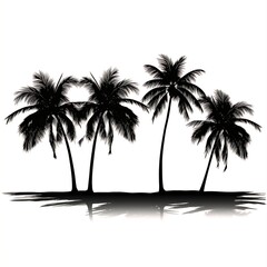 Obraz premium Silhouette of Three Palm Trees - Vector Shadow Art.