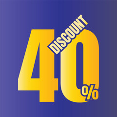 40% discount deal sign icon, 40 percent special offer discount vector, 40 percent sale price reduction offer design, Friday shopping sale discount percentage icon design