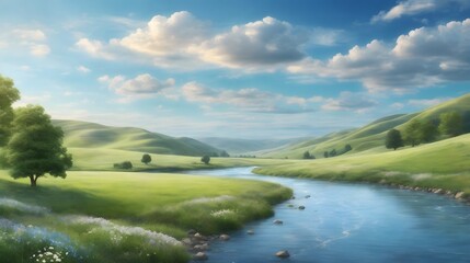 Fototapeta premium Captivating Landscape Sky Background Picturesque Nature Backdrop Outdoor Landscape Wallpaper Natural Beauty Background Countryside Landscape Illustration AI Generative