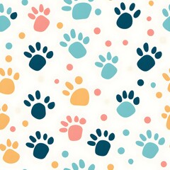 Playful Paws: Colorful Animal Paw Print Pattern