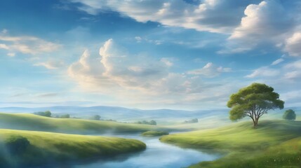 Captivating Landscape Sky Background Picturesque Nature Backdrop Outdoor Landscape Wallpaper Natural Beauty Background Countryside Landscape Illustration AI Generative