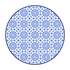 Porcelain plate with traditional blue on white design in Asian style. design pattern for background, plate, dish, bowl, lid, tray, salver, vector illustration art embroidery. noodle Turkish flowers.