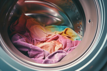 Clean clothes dirty laundry housework laundromat household wash colorful machine white washer